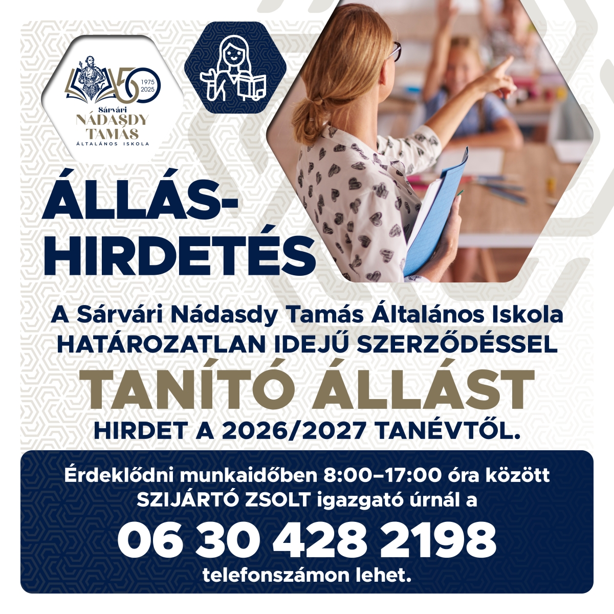 Határozatlan idejű tanítói állás